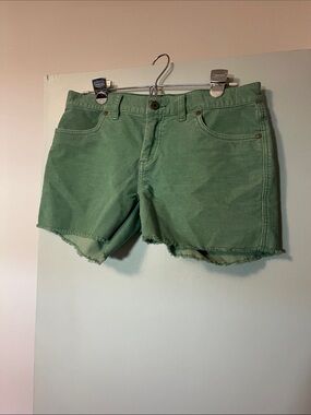 Carve Designs Green Corduroy Frayed Hem Shorts